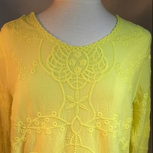 NWT! Women's Yellow Top Embroidered by Studio JPR